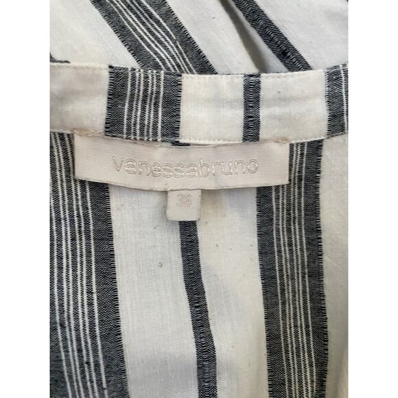 Vanessa Bruno Romper Striped Long Sleeve Cotton Cream Button Down Gray 3… - Picture 5 of 5